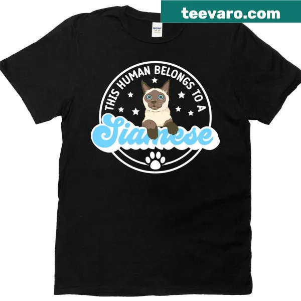 Charming T-shirt with the phrase 'Human Belongs To Siamese Cat'
