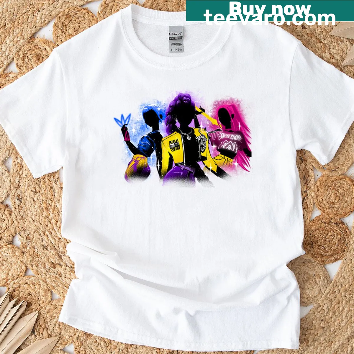 Mysterious illustration on the Huntrix Shadow T-shirt — on a men's t-shirt