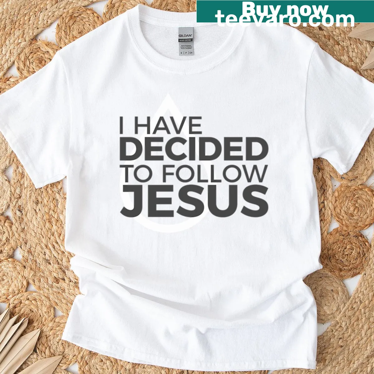 Inspirational t-shirt with the phrase 'I Have Decided To Follow Jesus' — on a men's t-shirt