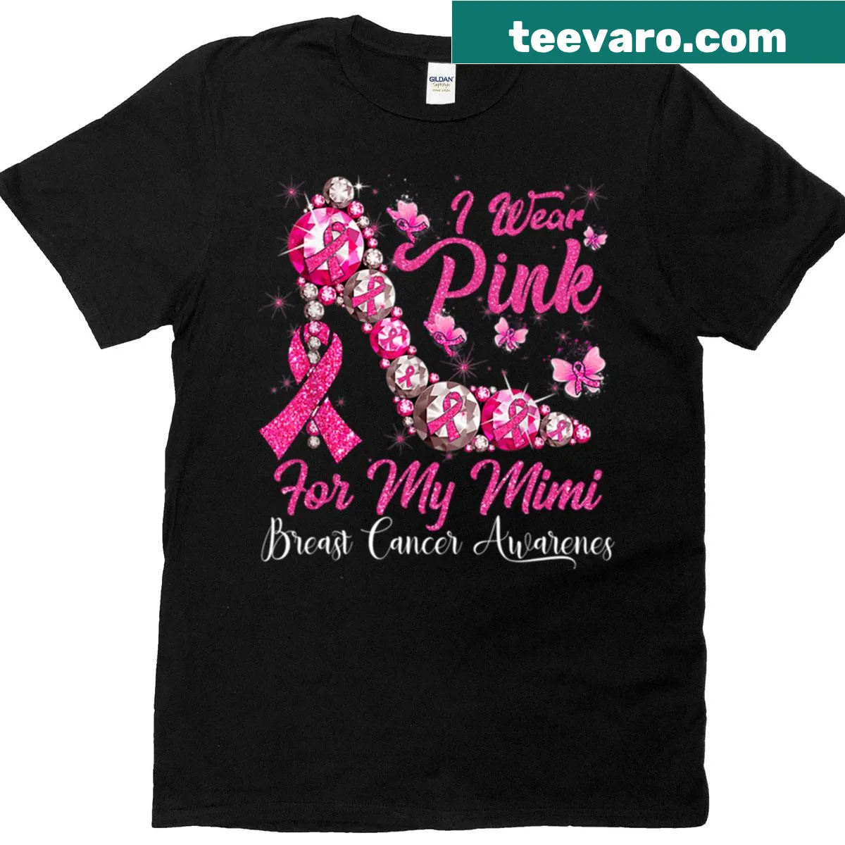 I Wear Pink For My Mimi t-shirt with heartfelt message — on a men's t-shirt