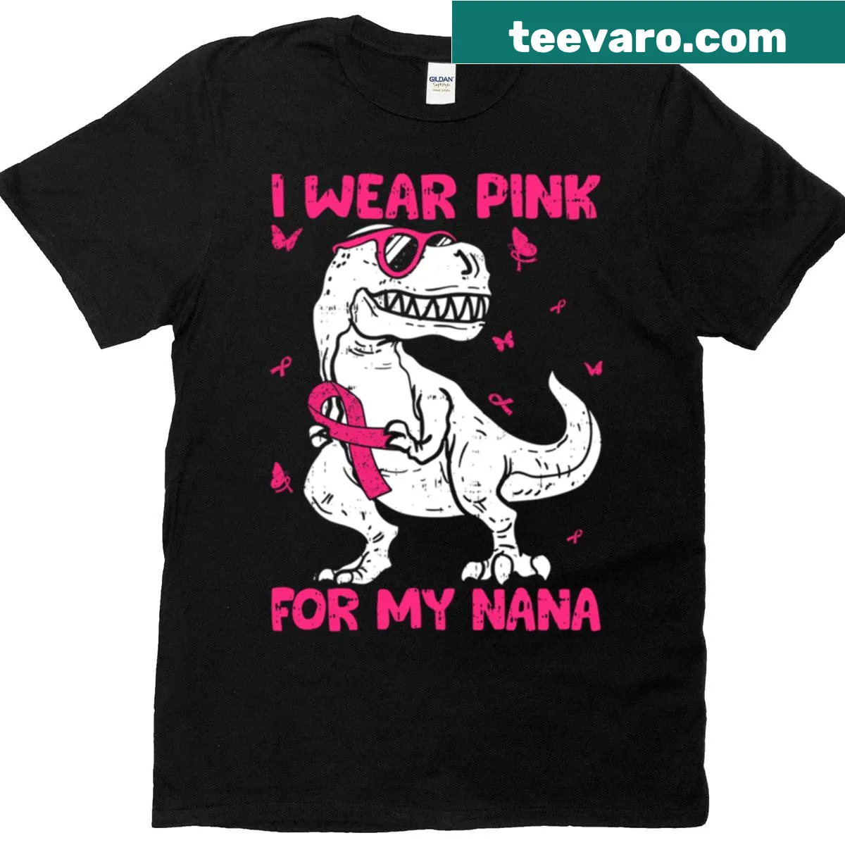 Breast cancer awareness t-shirt with pink ribbon and heartfelt text — on a men's t-shirt