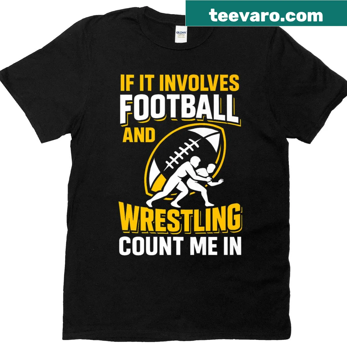Wrestler T-shirt featuring funny typography about football and wrestling — on a men's t-shirt