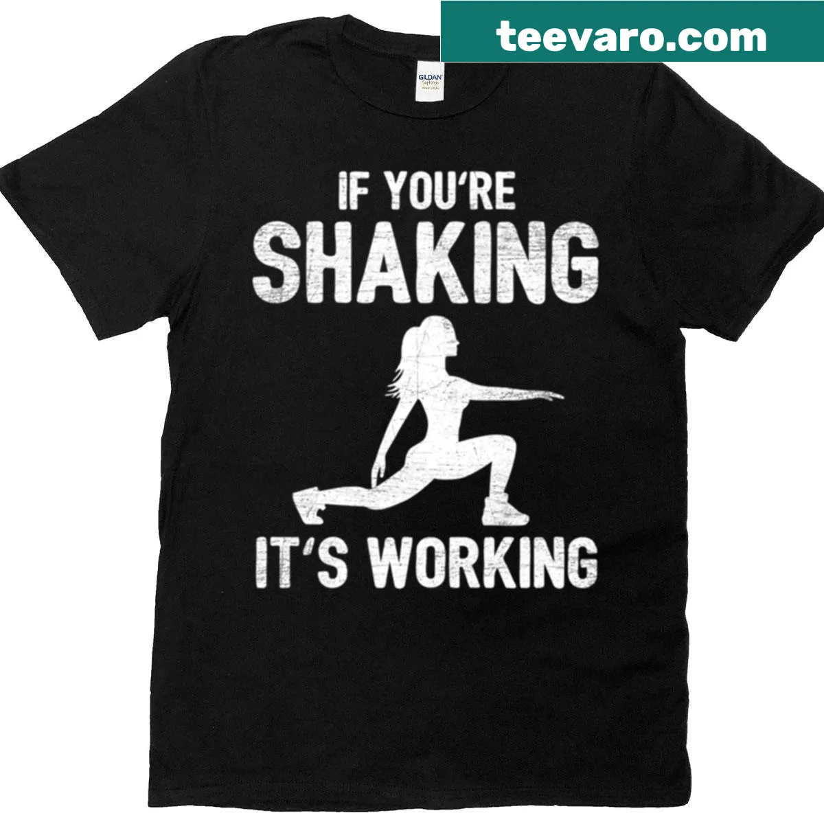 Humorous fitness t-shirt with a motivational slogan about working out — on a men's t-shirt