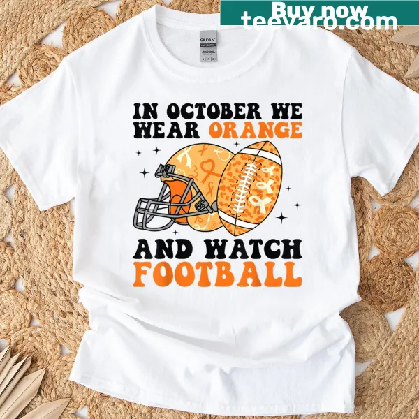 Orange football-themed ADHD awareness shirt with supportive text