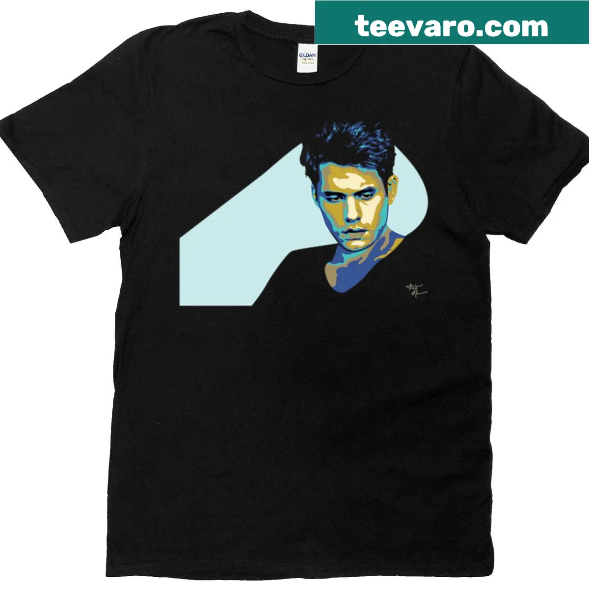 T-shirt with an illustration of guitars and heartfelt text — on a men's t-shirt