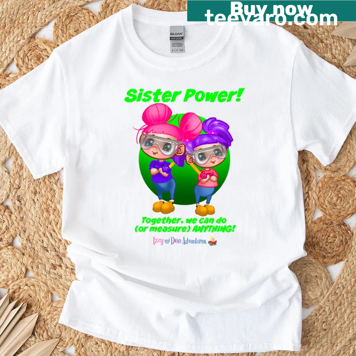 Sister power t-shirt featuring an illustrated ruler and fun text — on a men's t-shirt