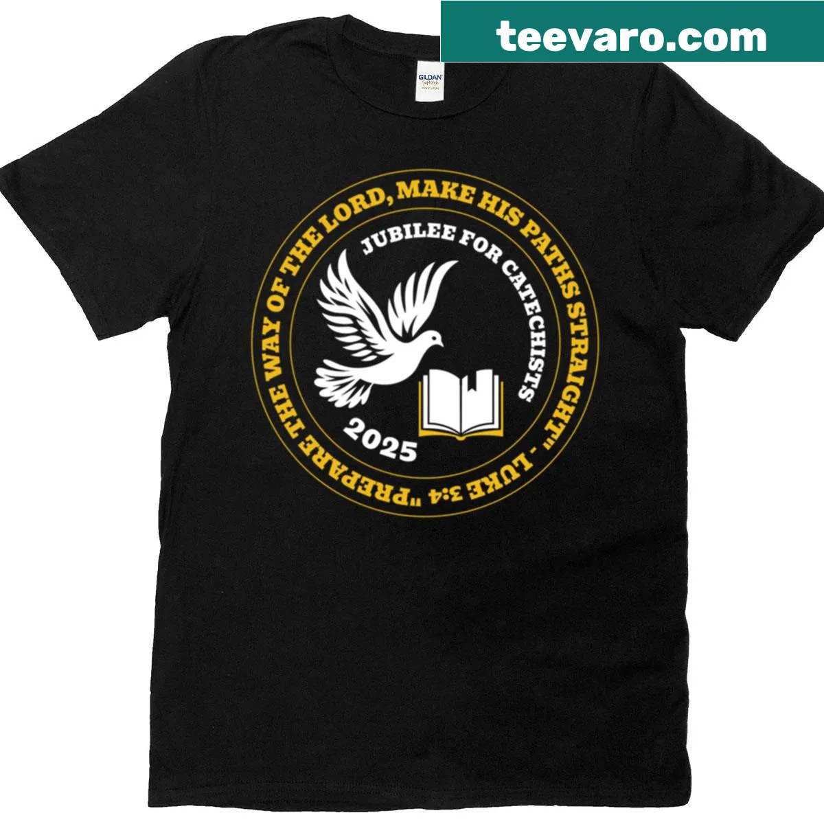 T-shirt with a heartfelt message honoring catechists. — on a men's t-shirt