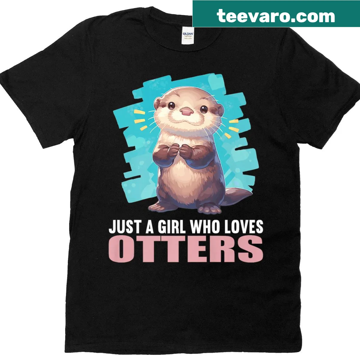 T-shirt featuring otters and the phrase Just A Girl Who Loves Otters. — on a men's t-shirt