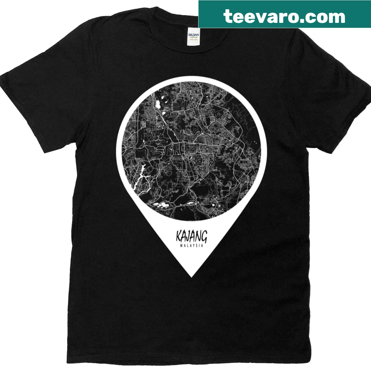 Illustrated map of Kajang City, Malaysia on T-shirt — on a men's t-shirt