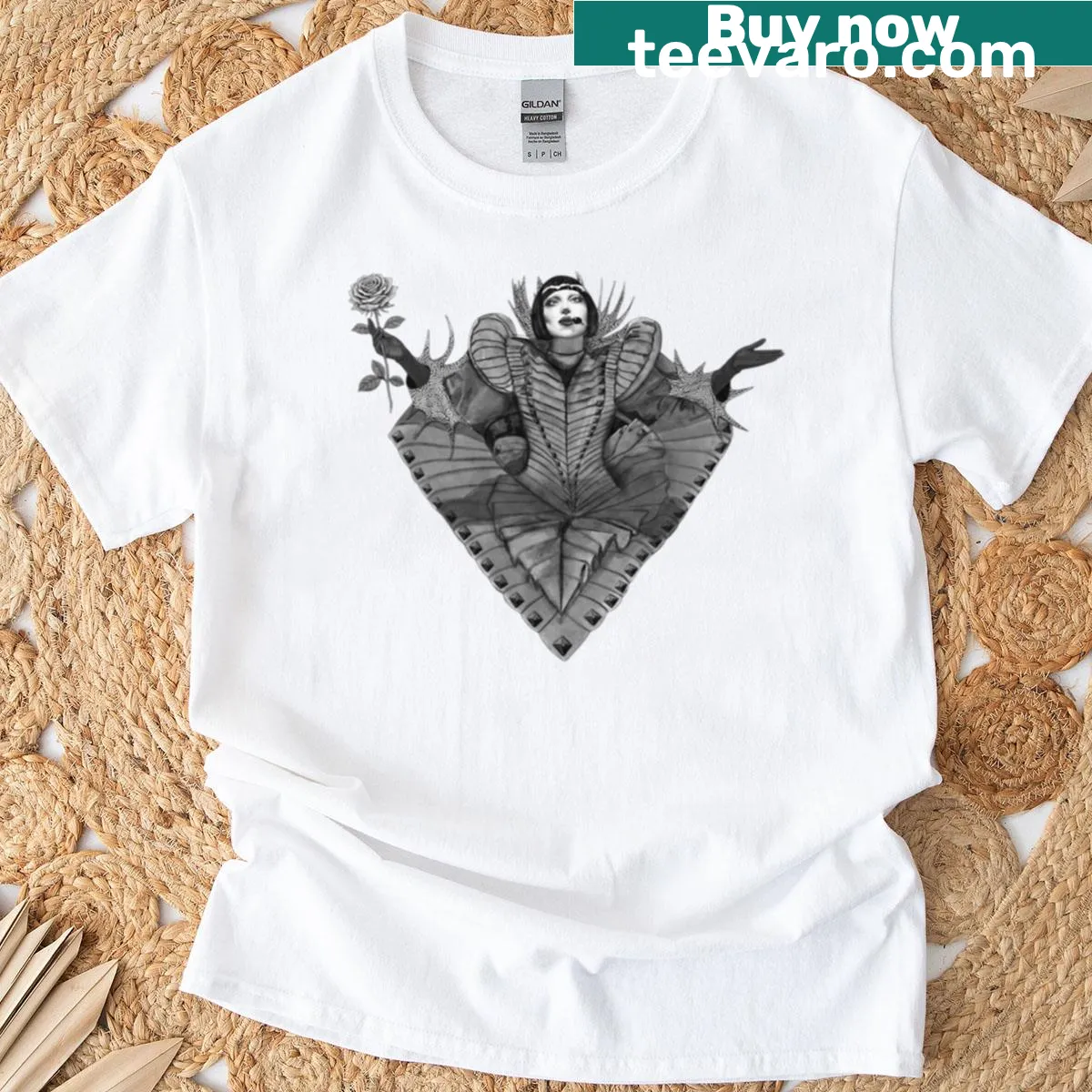 T-shirt featuring a playful graphic of Lady Gaga — on a men's t-shirt