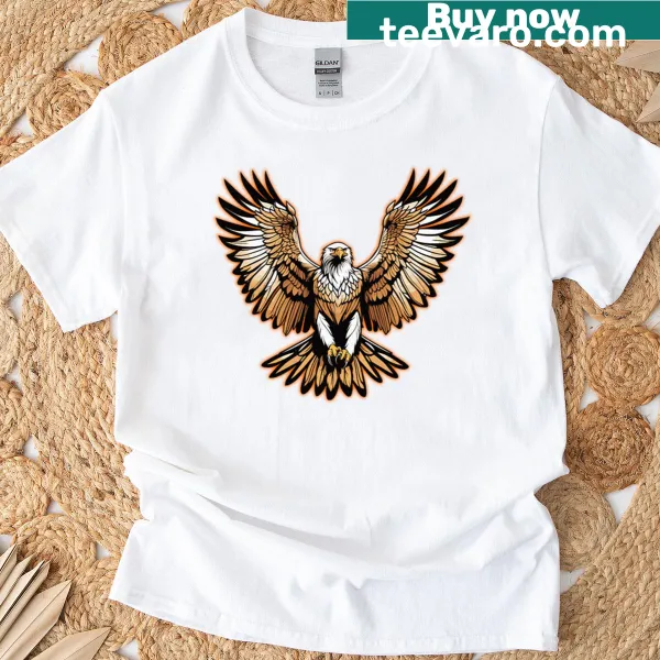 Illustration of an eagle with wings spread on a t-shirt