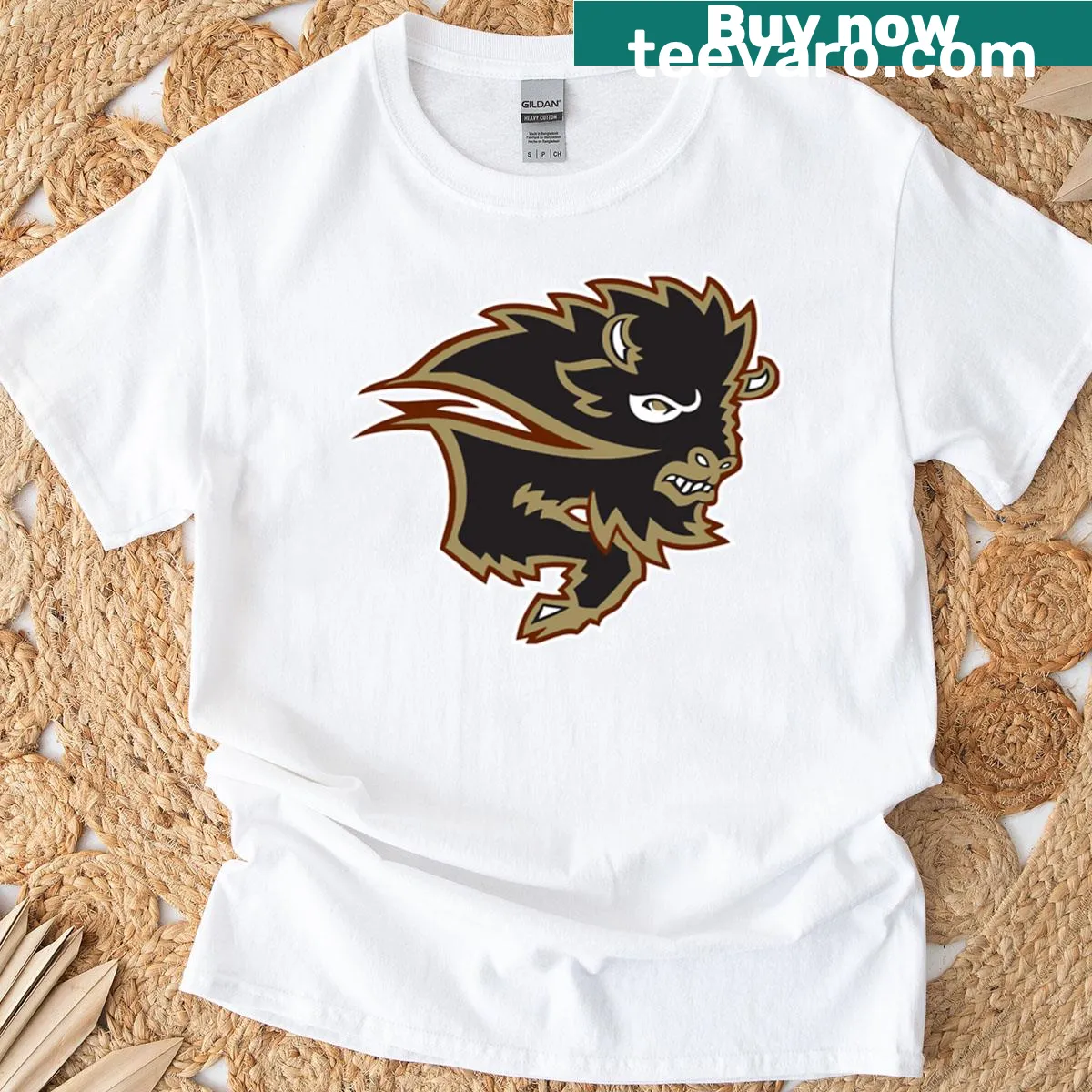 Manitoba Bisons mascot emblem on t-shirt — on a men's t-shirt