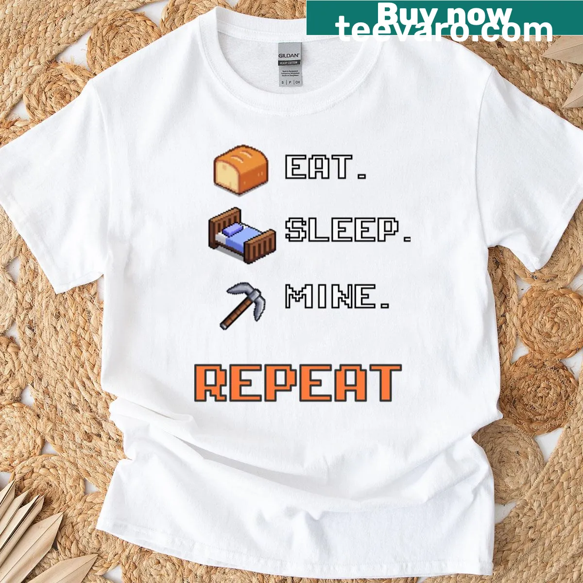 Engaging design showing the Minecraft lifecycle for gamers — on a men's t-shirt