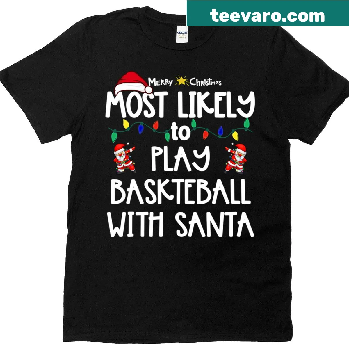 Funny Christmas matching family shirt with 'Most Likely To' text — on a men's t-shirt