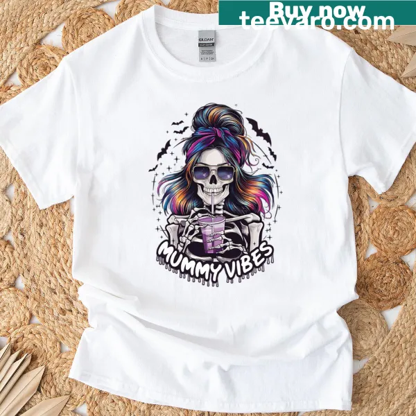 Halloween t-shirt featuring a cute mummy design