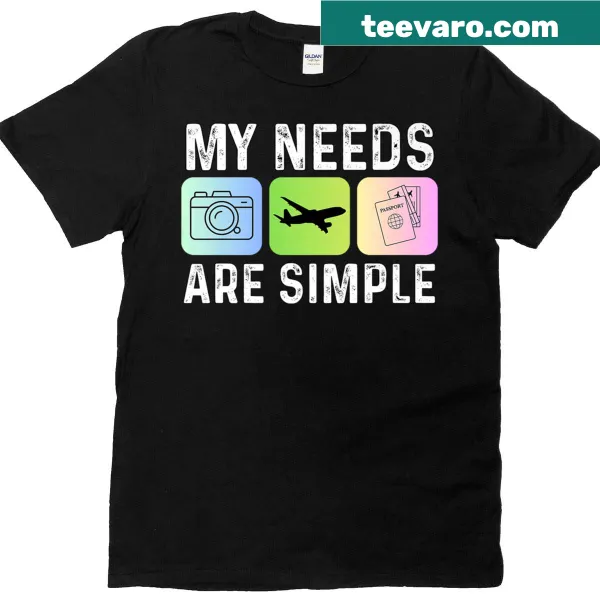 Travel-themed t-shirt with airplane and passport graphics