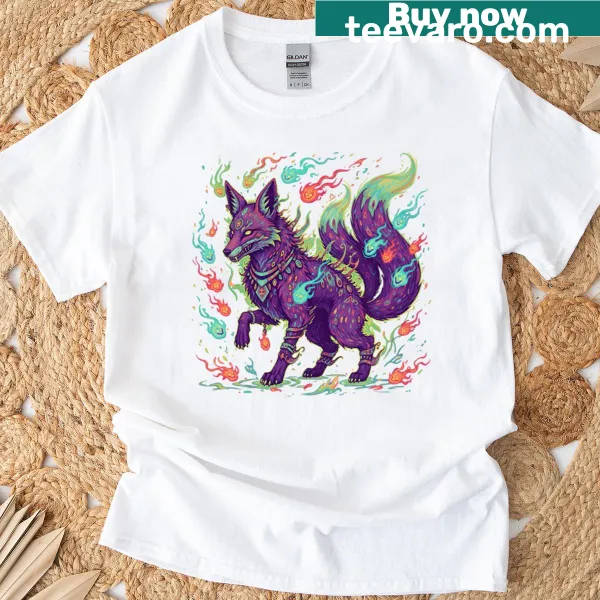 Cartoon Kitsune T-shirt featuring a playful fox spirit design
