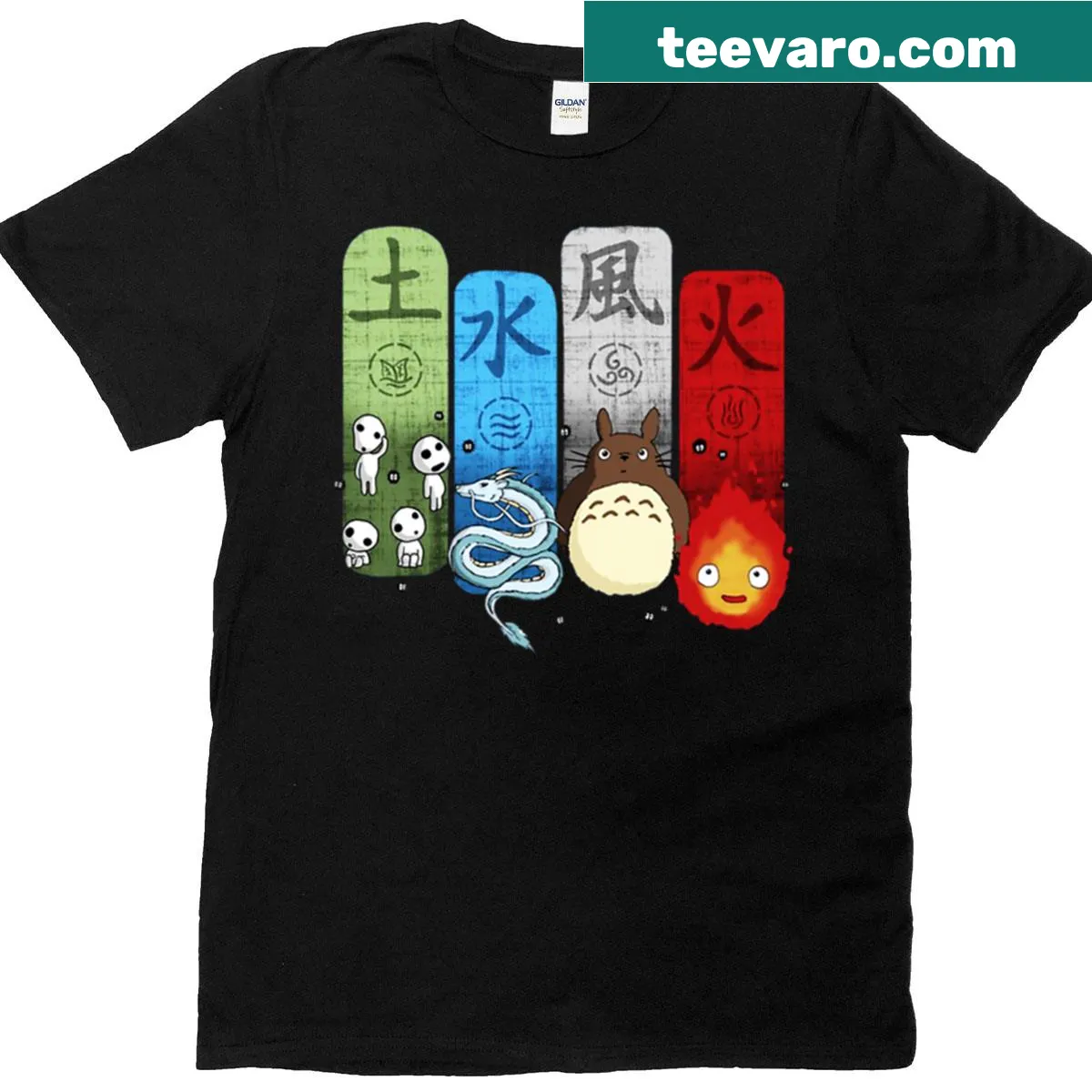 Vintage anime art T-shirt featuring Totoros in a nostalgic design — on a men's t-shirt