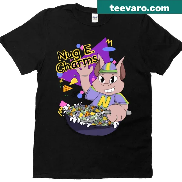 Illustration of Nug E Charms on a T-shirt