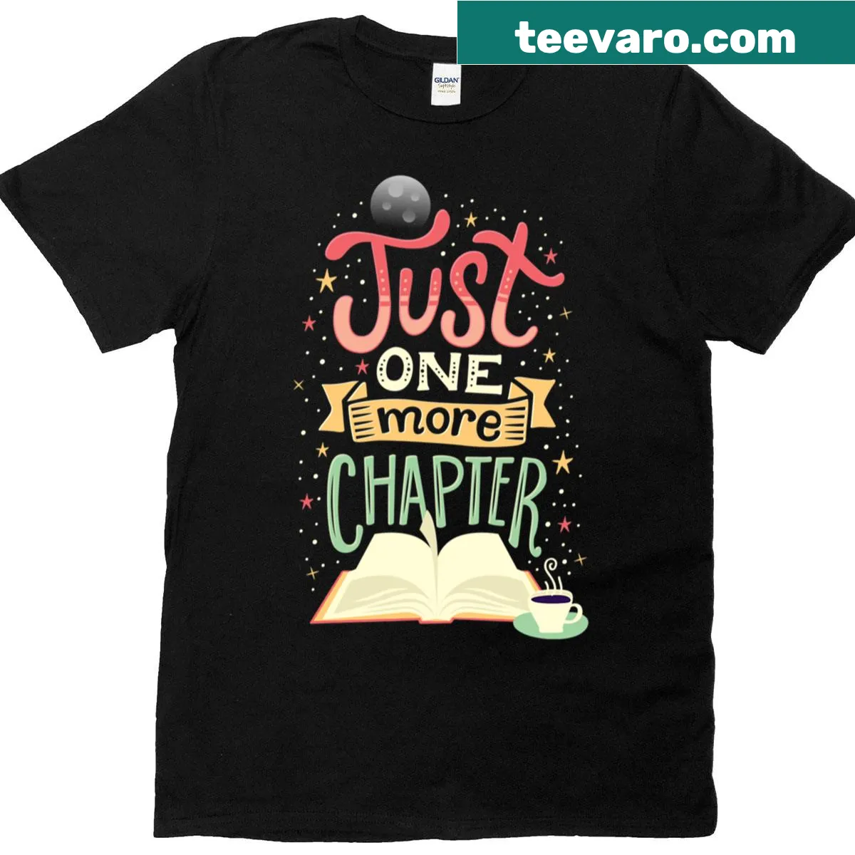 Typography design expressing the love for reading one more chapter — on a men's t-shirt