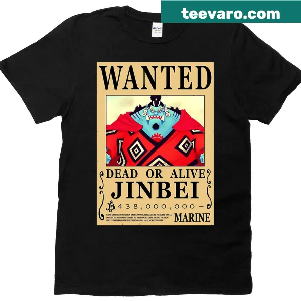One Piece Jinbei wanted poster t-shirt with bold graphic