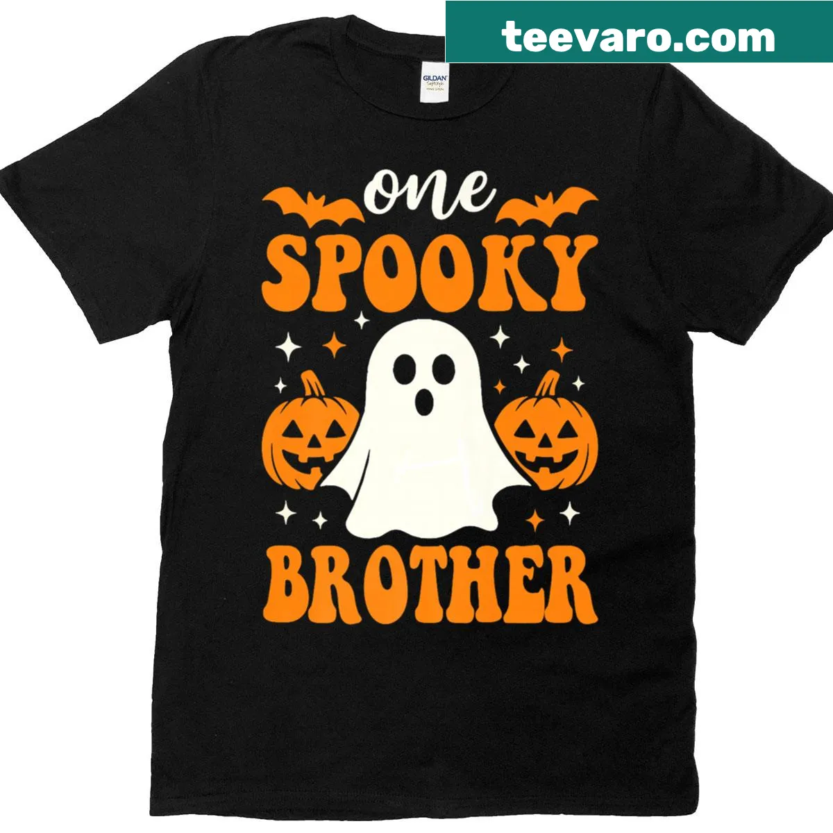 Cartoon-style spooky graphic on a Halloween shirt for kids — on a men's t-shirt
