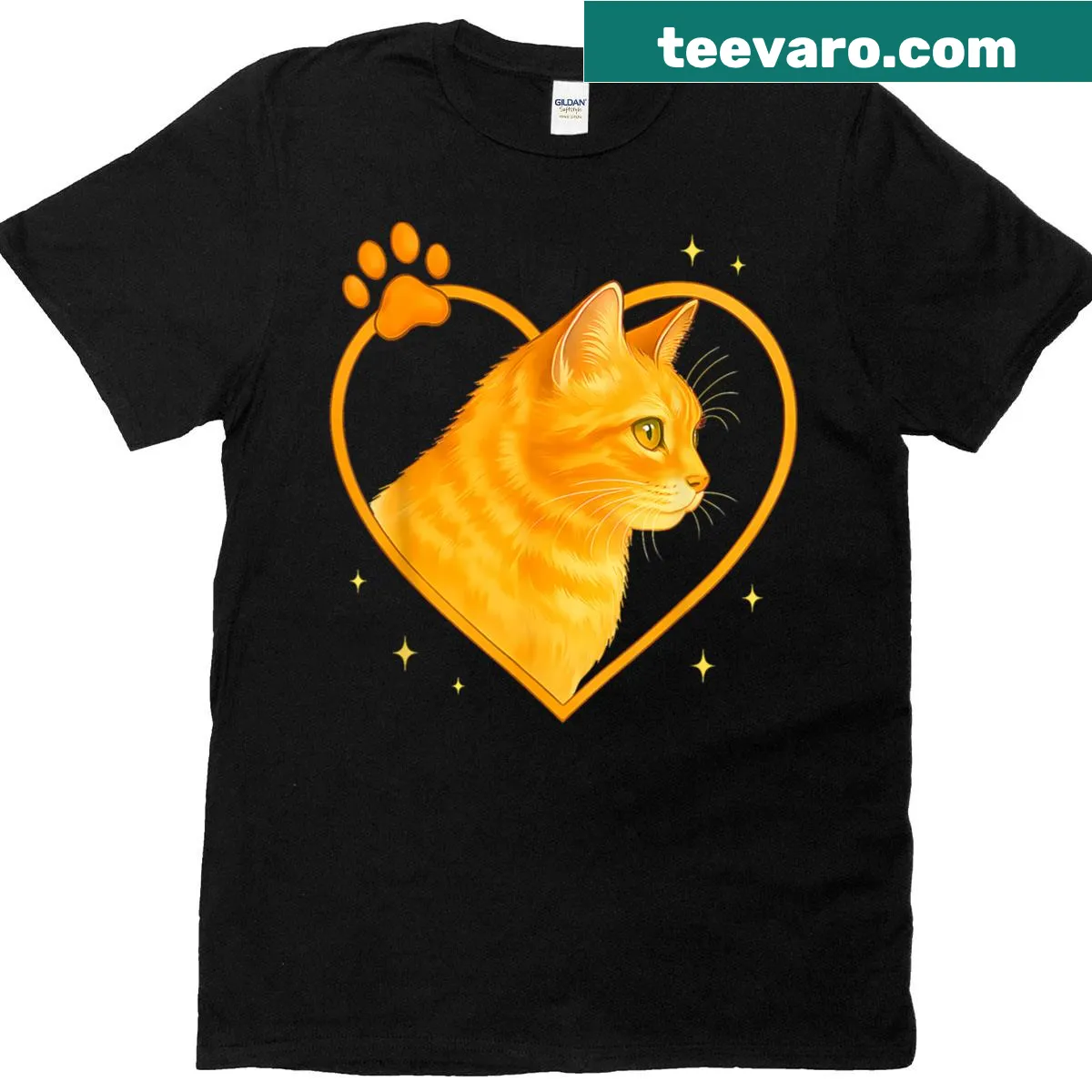 Cute orange tabby cat graphic on a shirt for all ages. — on a men's t-shirt
