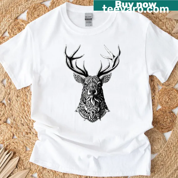 Silhouette of an ornate buck on a casual t-shirt