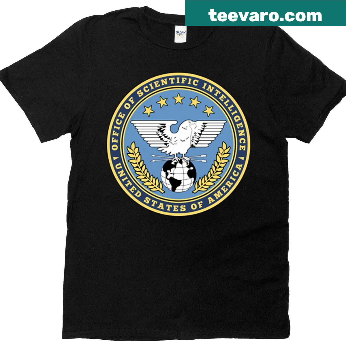 Office of Scientific Intelligence logo t-shirt — on a men's t-shirt