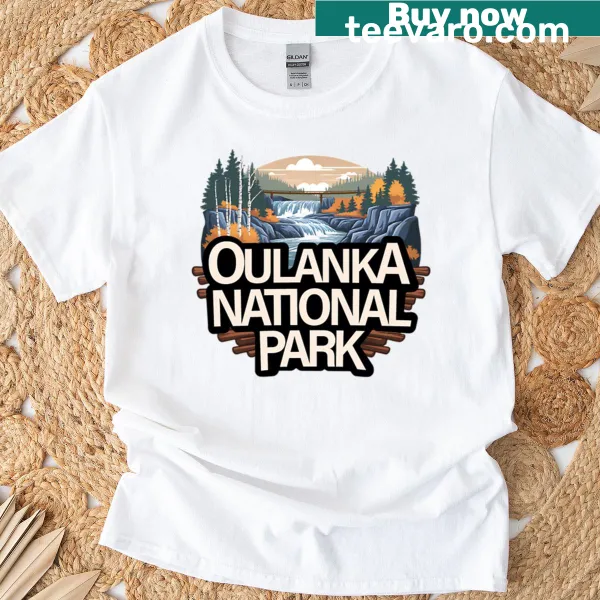 Illustration of Oulanka National Park in Finland on a T-shirt.