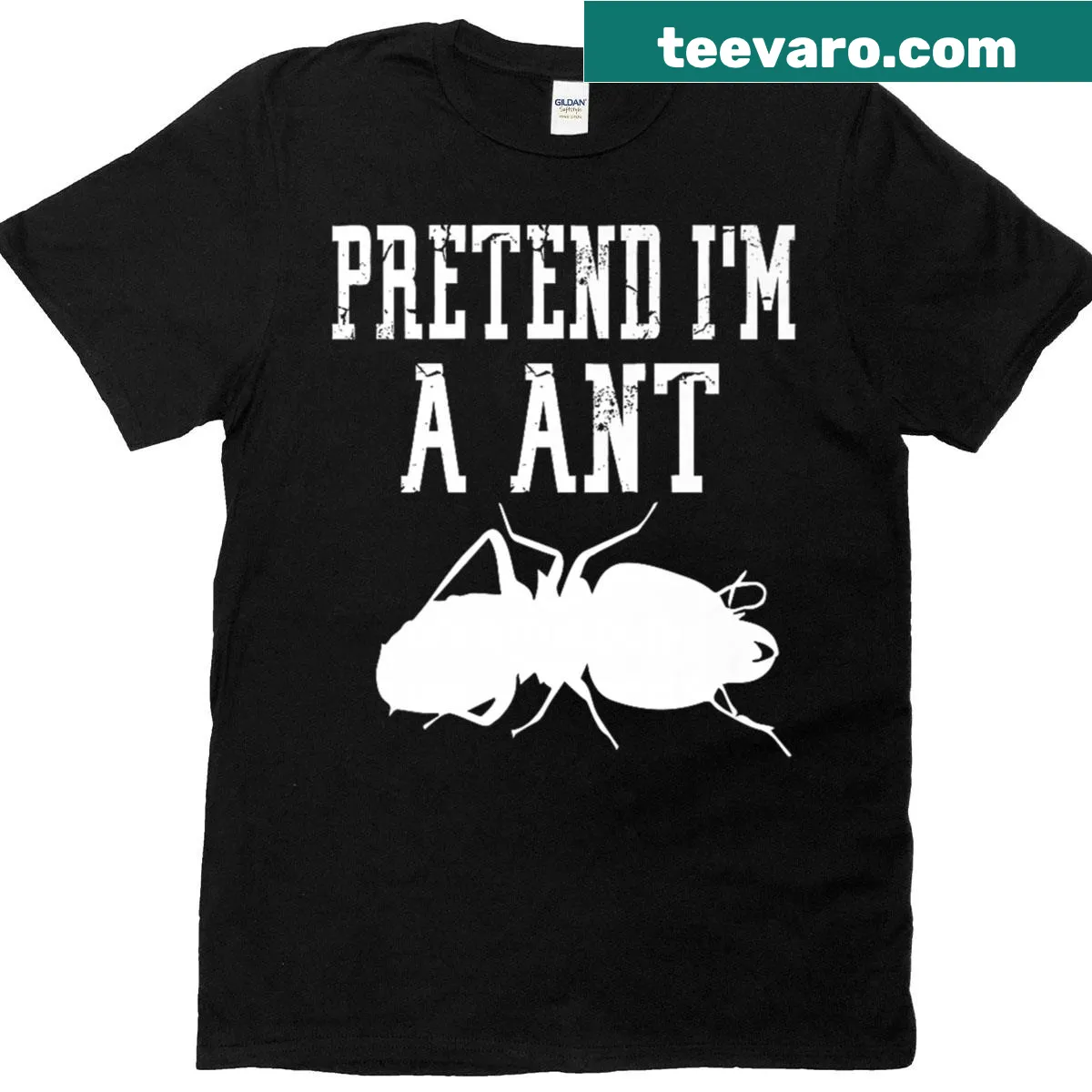 Humorous insect-themed shirt with 'Pretend I'm A Ant' graphic — on a men's t-shirt