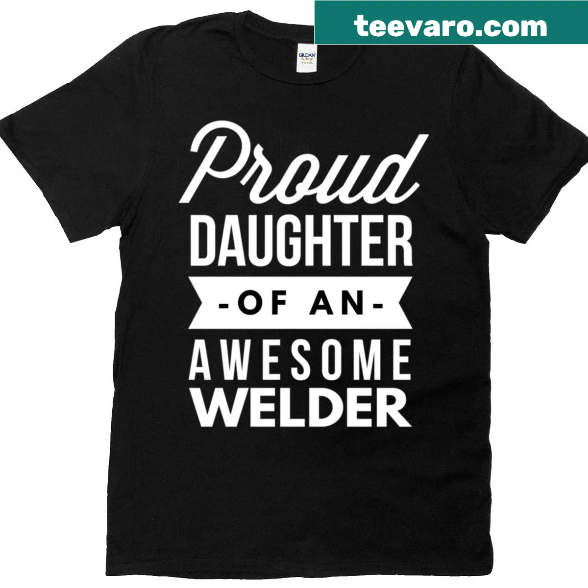 Proud daughter t-shirt with welder-themed text — on a men's t-shirt