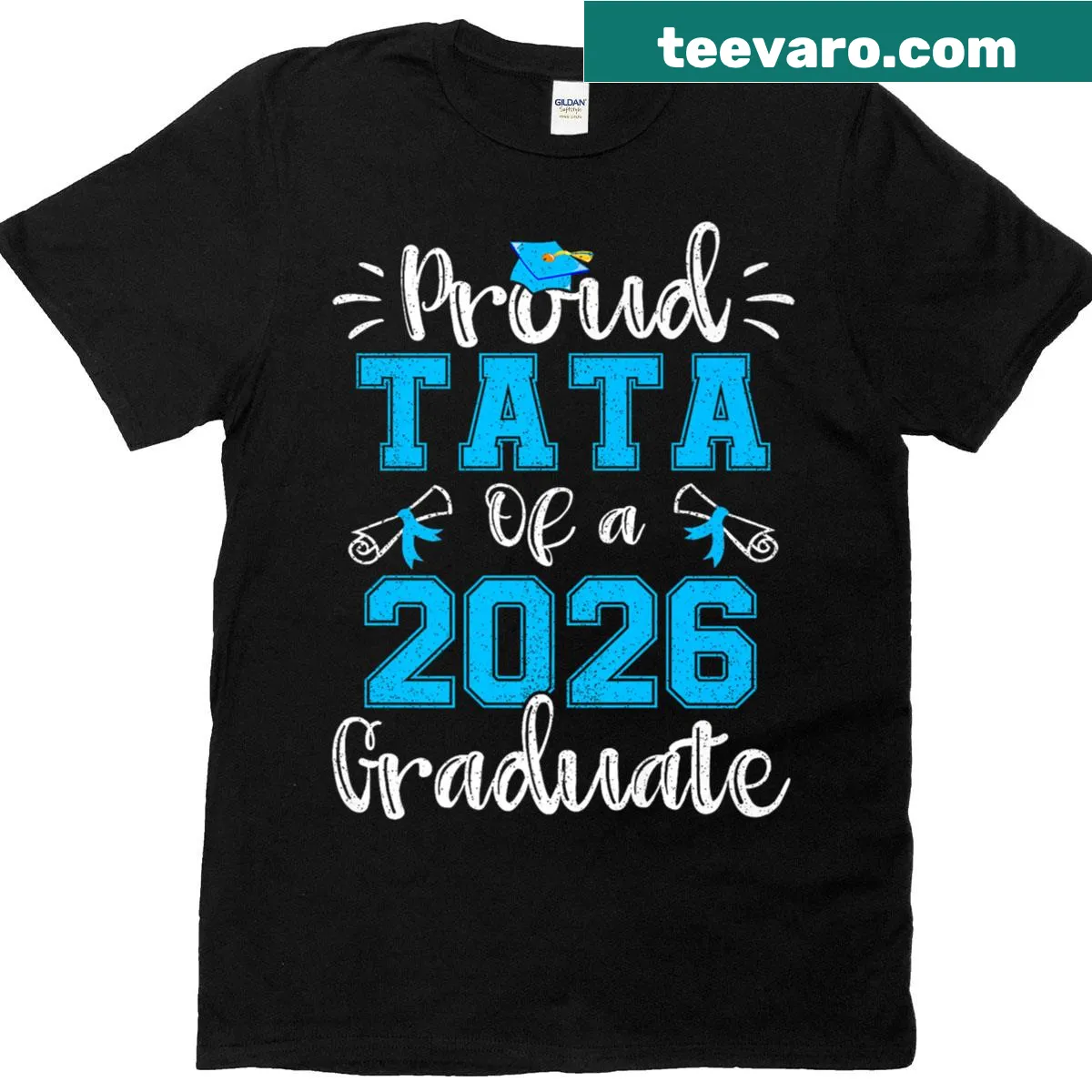 Proud t-shirt for Tata of a 2026 graduate with simple typography — on a men's t-shirt