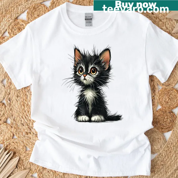 Funny cat lover T-shirt with humorous illustrations and text