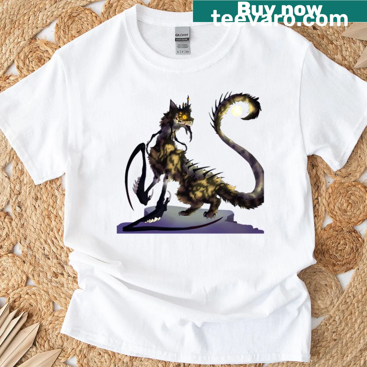 Adorable cat illustration with Queen Kitty text on a t-shirt — on a men's t-shirt