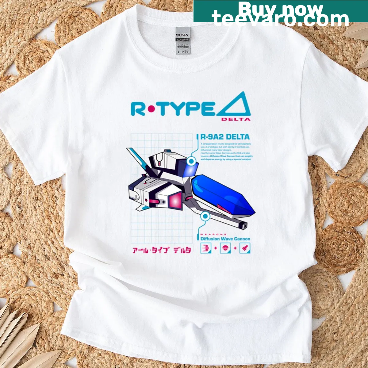 T-shirt featuring R-9a2 Delta from R-Type video game series — on a men's t-shirt