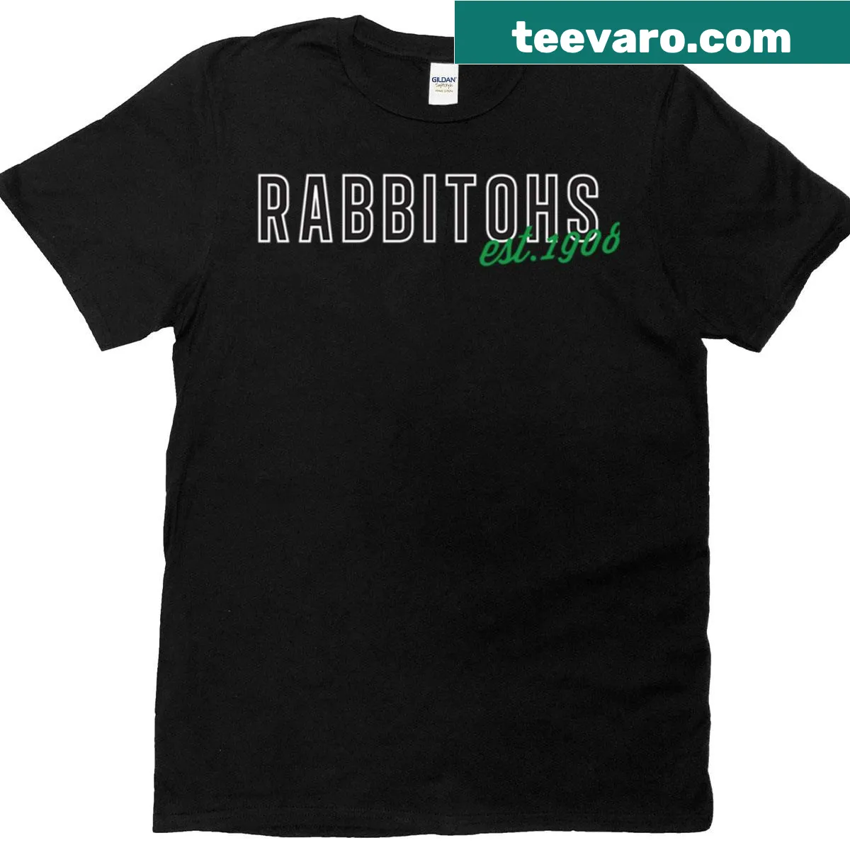 Rabbitohs Est1908 t-shirt featuring team establishment year — on a men's t-shirt