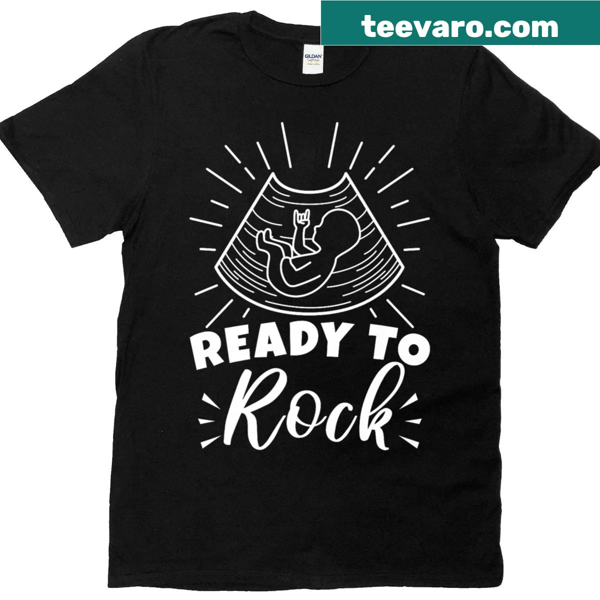 Typography t-shirt with 'Ready To Rock Baby' text design — on a men's t-shirt