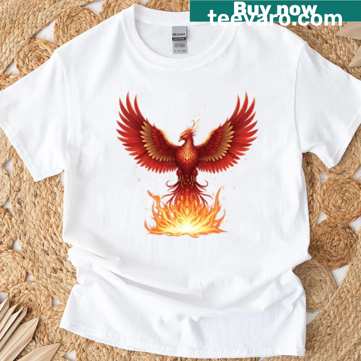 Phoenix-themed t-shirt symbolizing rebirth and strength — on a men's t-shirt