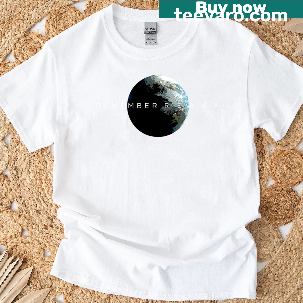 Tribute T-shirt to Halo: Reach with an evocative gaming graphic — on a men's t-shirt