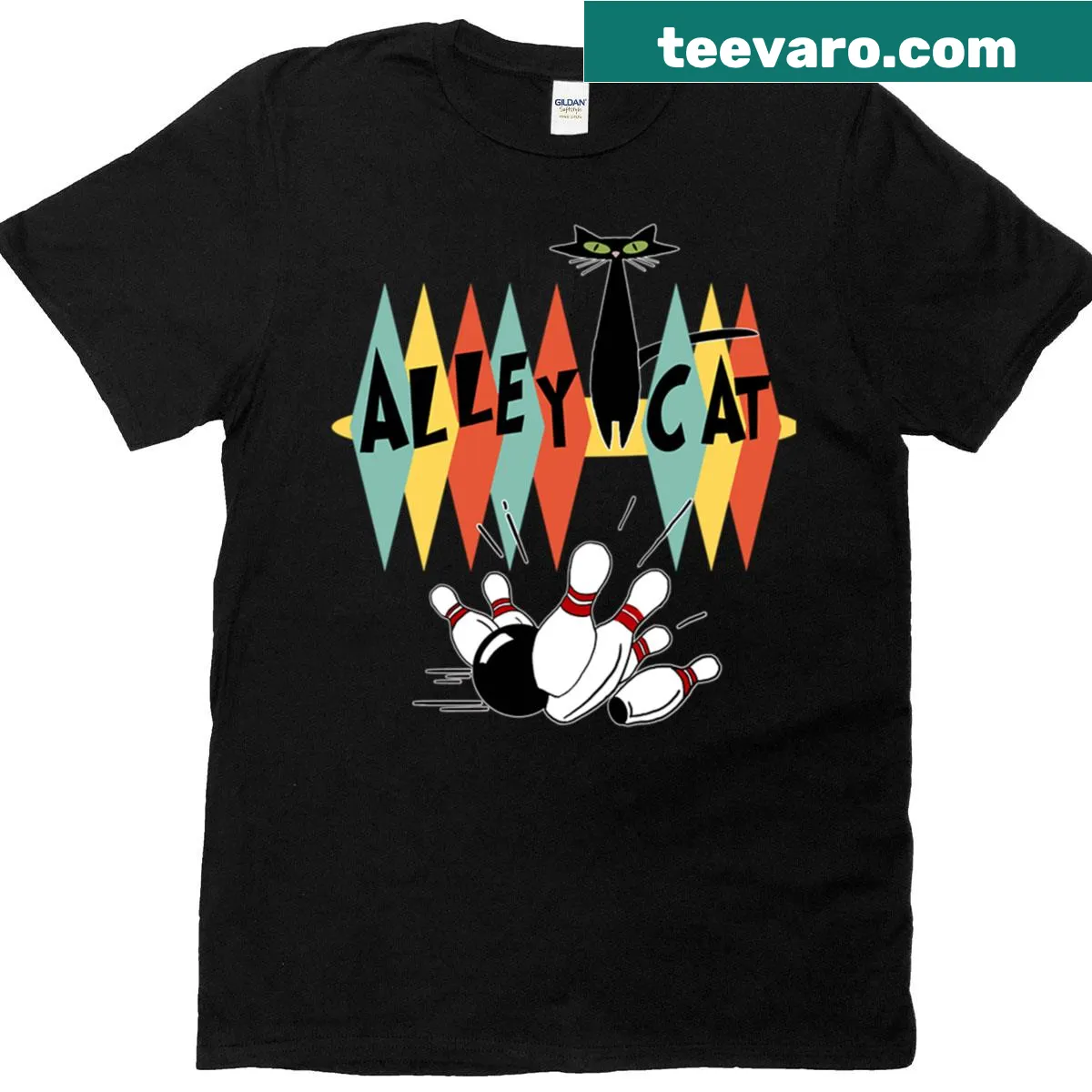 Vintage bowling graphic on a retro bowling tee — on a men's t-shirt