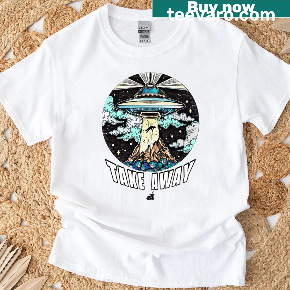 Funny t-shirt with a retro UFO pun design — on a men's t-shirt