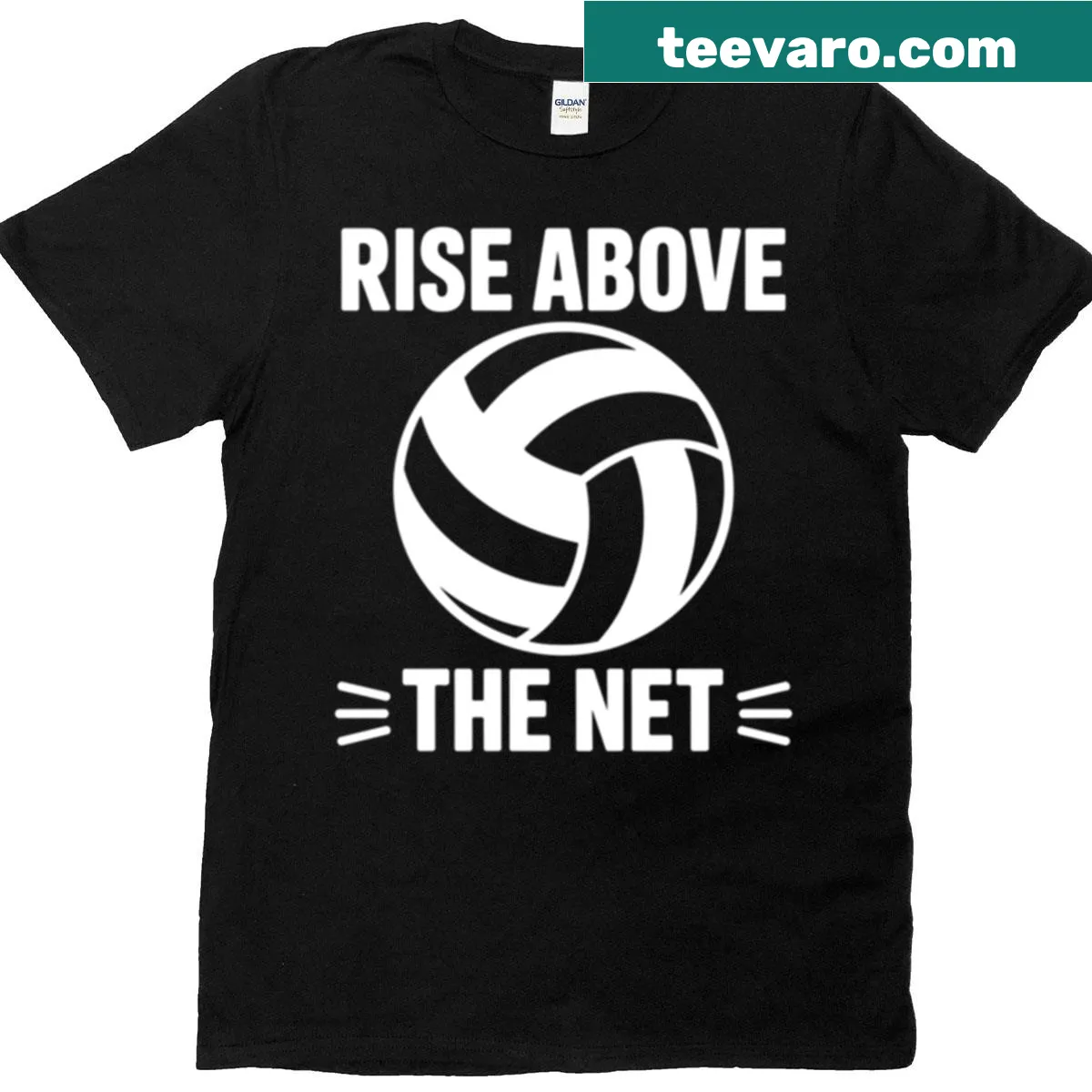 Inspirational T-shirt with bold typography saying 'Rise Above The Net' — on a men's t-shirt