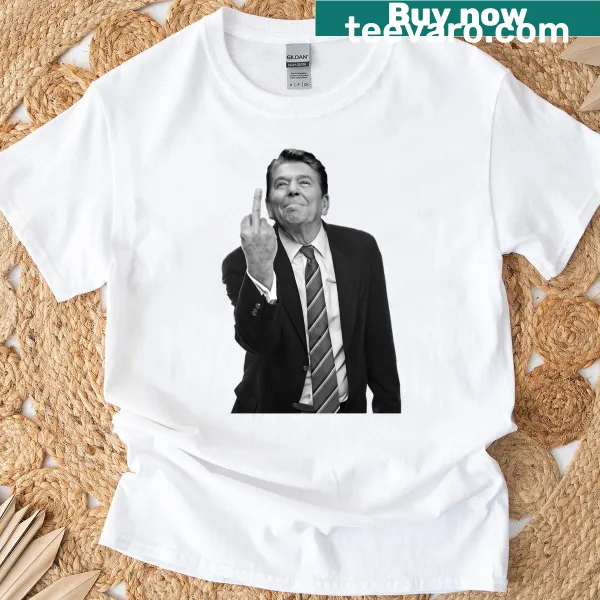 Edgy t-shirt featuring Ronald Reagan and a middle finger graphic