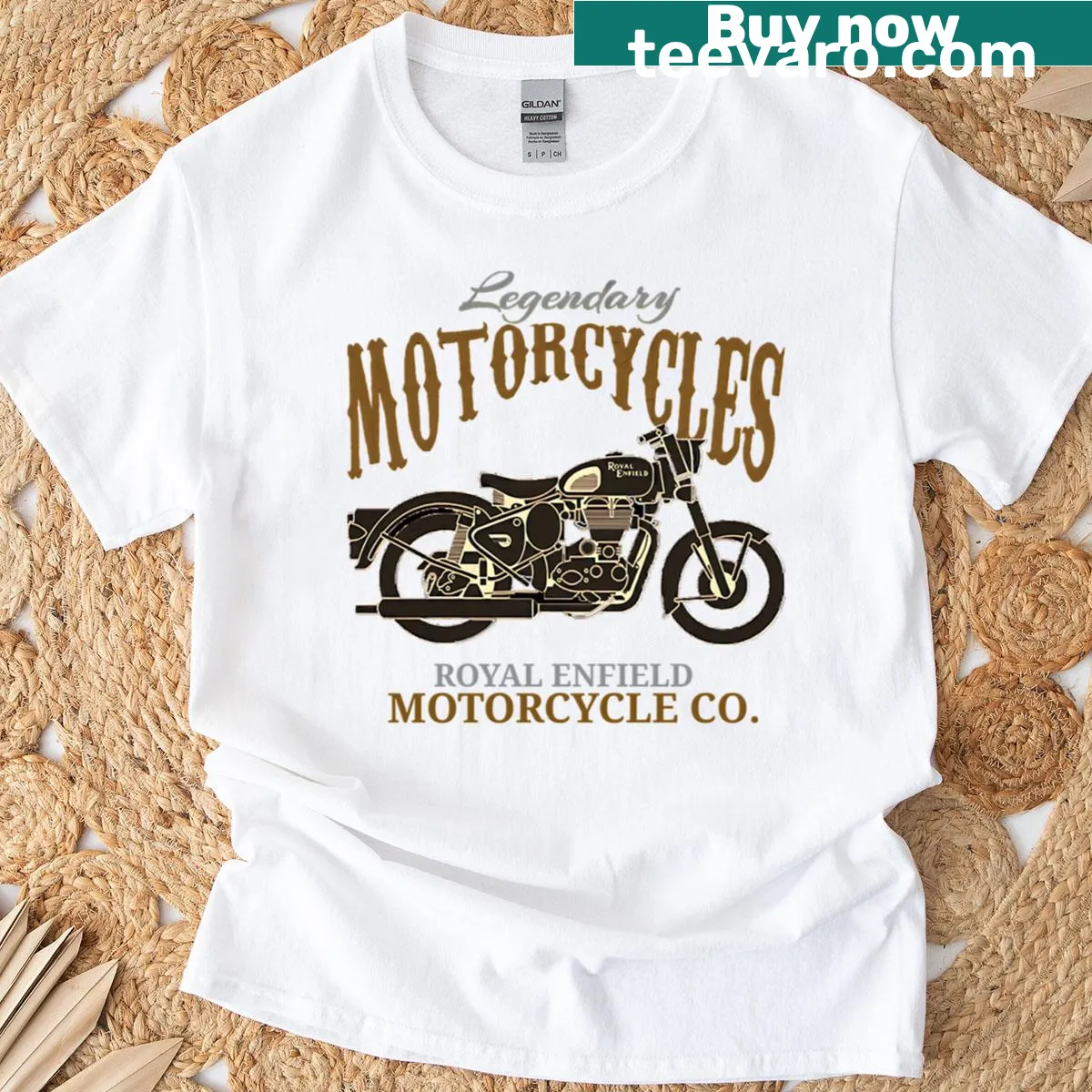 Royal Enfield design T-shirt celebrating motorcycle culture — on a men's t-shirt