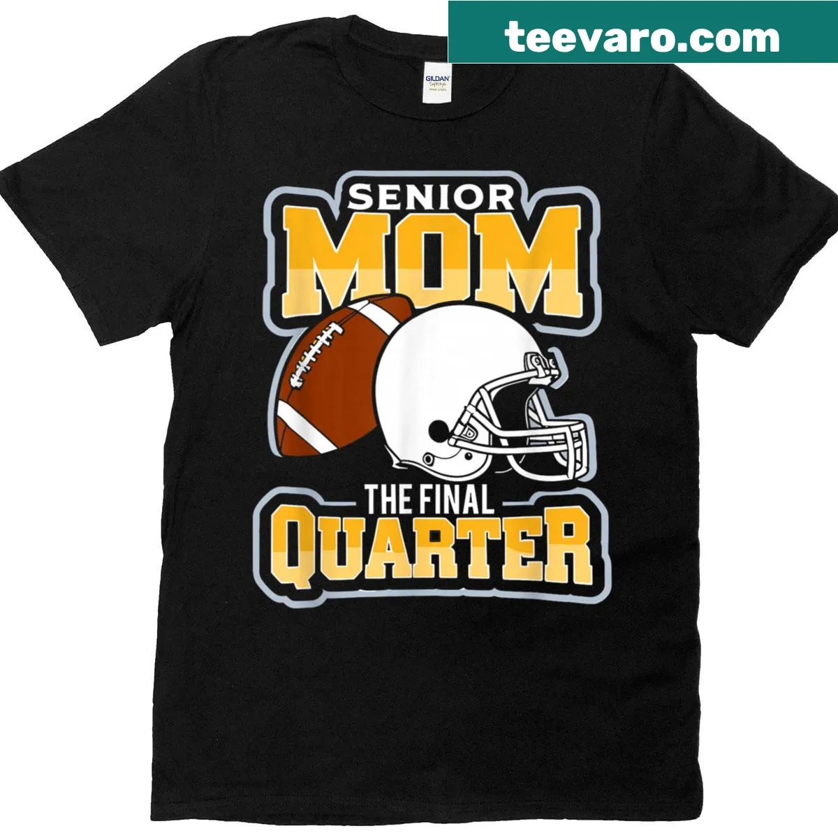 Funny t-shirt for senior football moms featuring The Final Quarter design — on a men's t-shirt