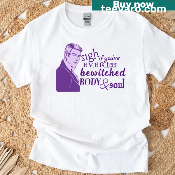 Humorous typography design on a t-shirt about being bewitched.