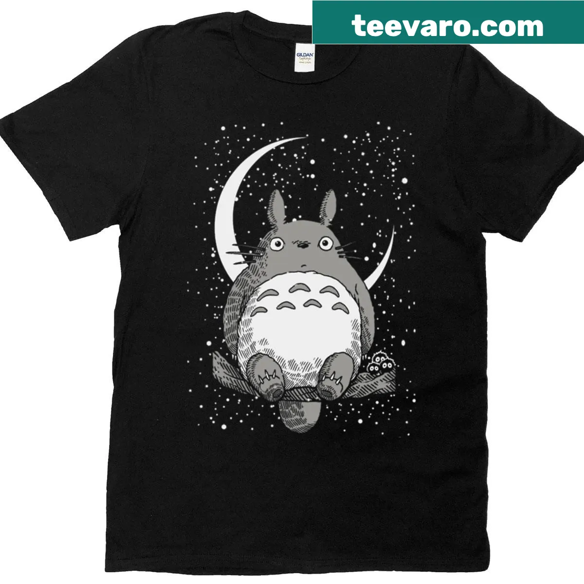 T-shirt with the phrase 'Sit Under The Moon' illustrated with a moon design — on a men's t-shirt