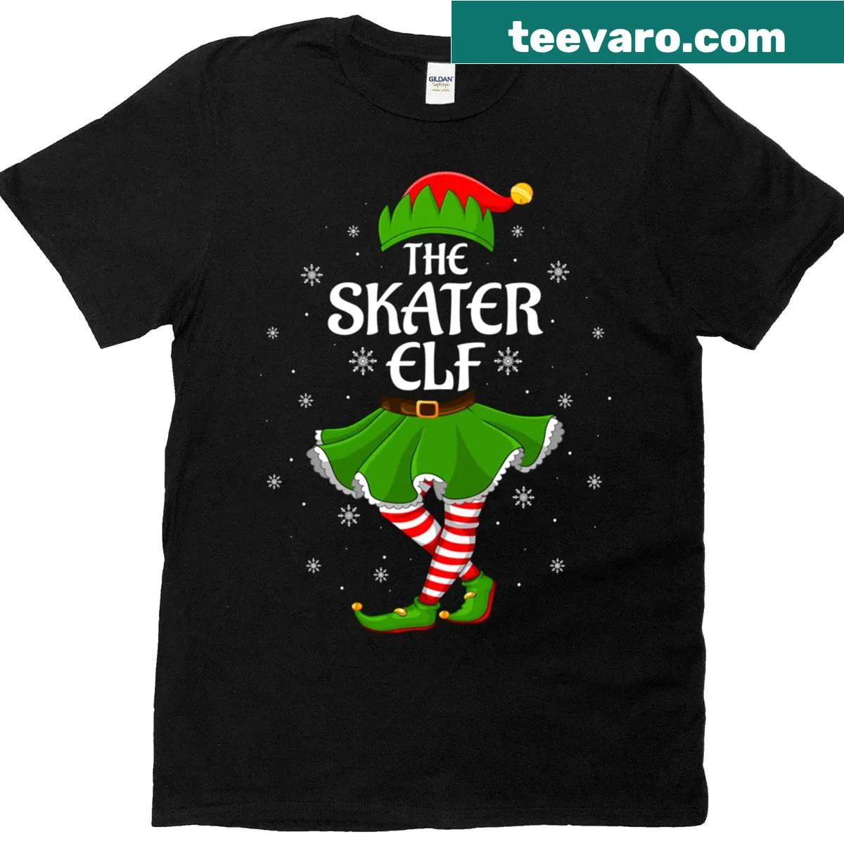 Cute Skater Elf Christmas t-shirt with playful design — on a men's t-shirt