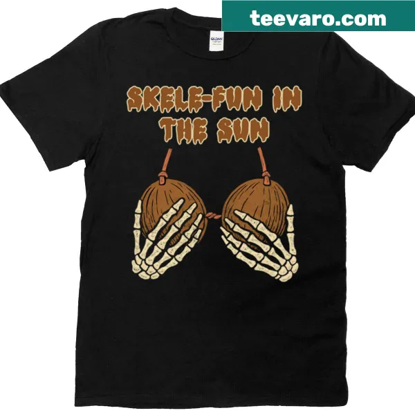 Playful skeleton beach design on summer t-shirt